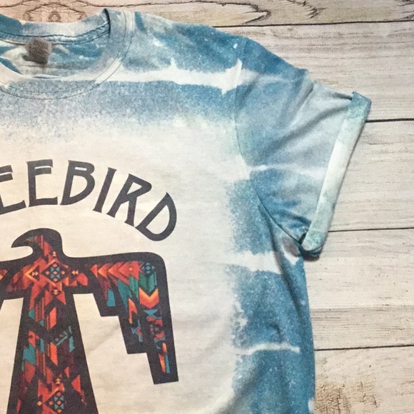 Bleached Blue Aztec Unisex Freebird Shirt - Picture 6 of 7
